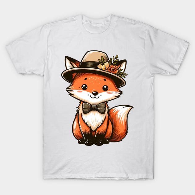 Stylish Fox with Hat T-Shirt by CreativeArtss